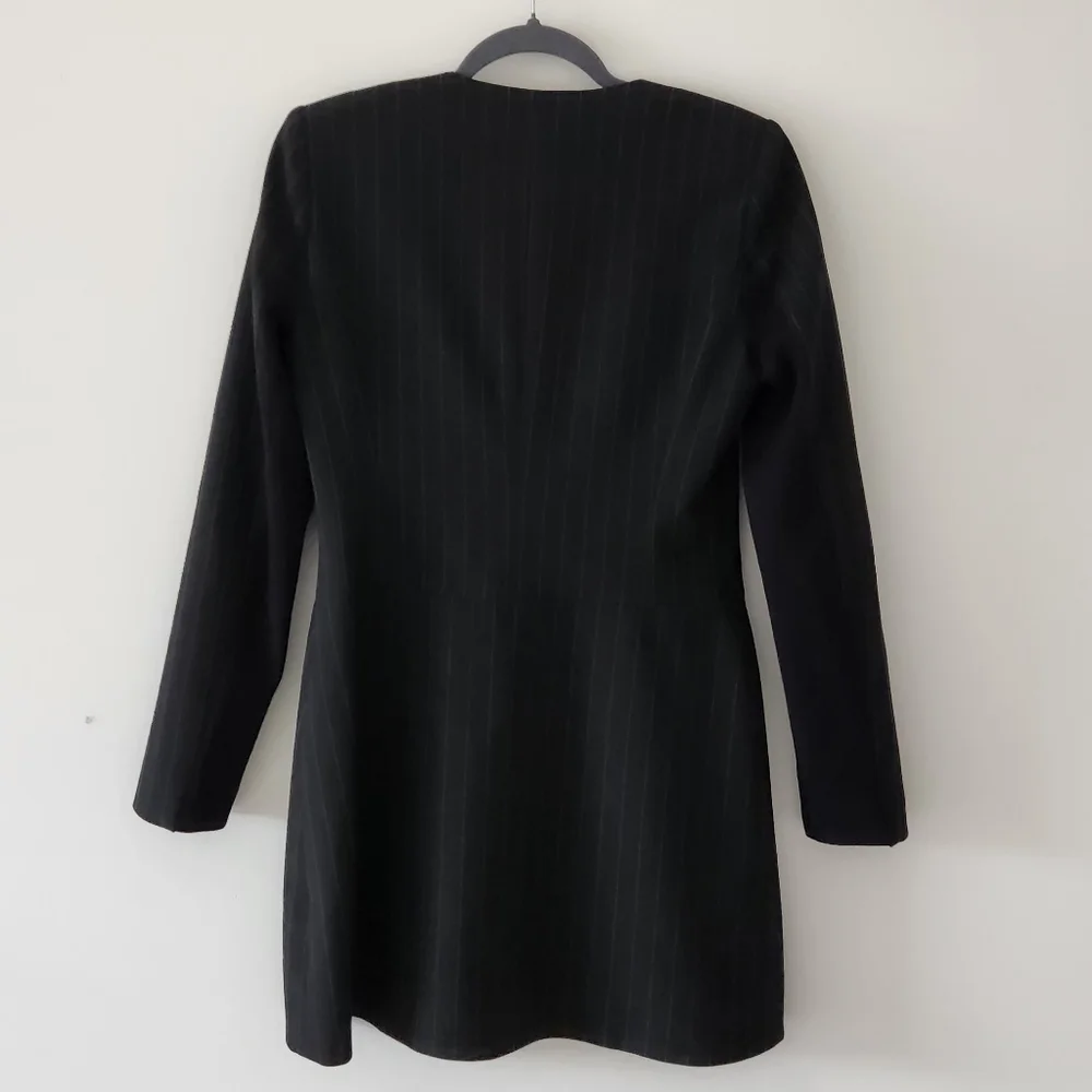 BCBGMaxAzria Dress Waleska Blazer Suit Jacket Mini Dress Pinstripe Black XS - Picture 6 of 11